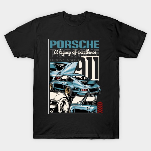 Porsche 911 Vintage T-Shirt by Harrisaputra